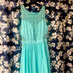 NWT BCBGeneration Mint (Oceanic) hi-lo hem open back party dress